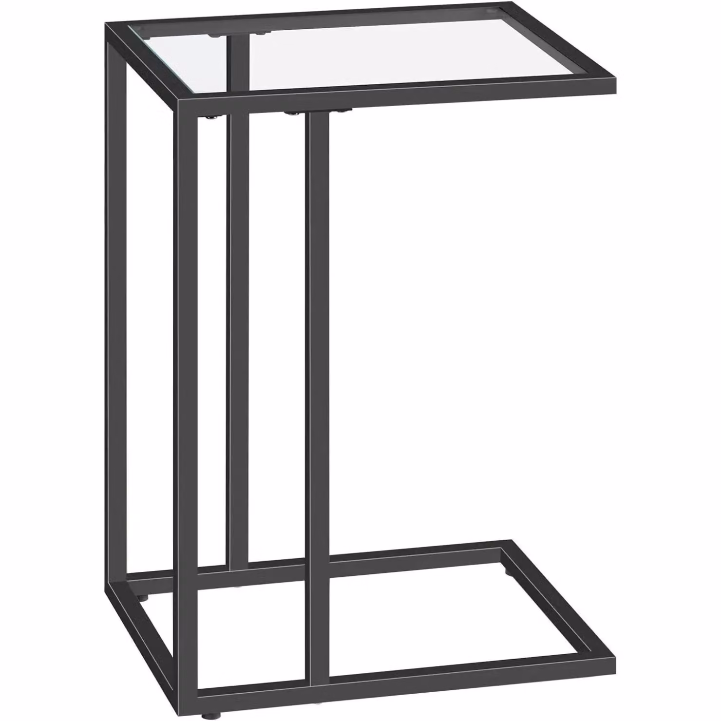 Storvo Black C Shape Metal and Tempered Glass Side Table W/D/H: 62 x 30 x 30 cm – 5