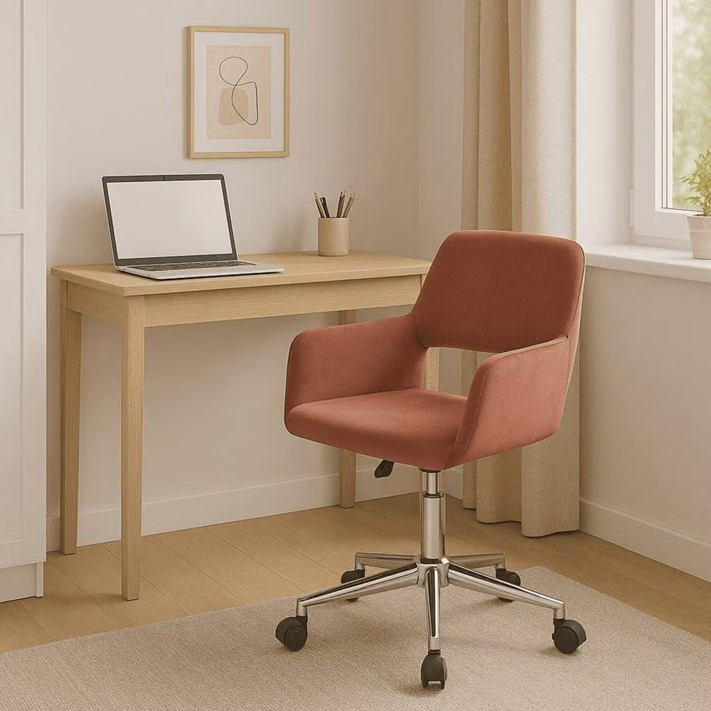 CALICOSY Ross Adjustable Velvet Office Task Chair in Pink – 2