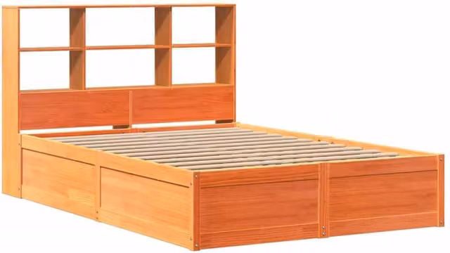 Berkfield Home Beautiful King Size Solid Wood Bed Frame in Wax Brown, W/D/H: 150 x 200 x 110 cm
