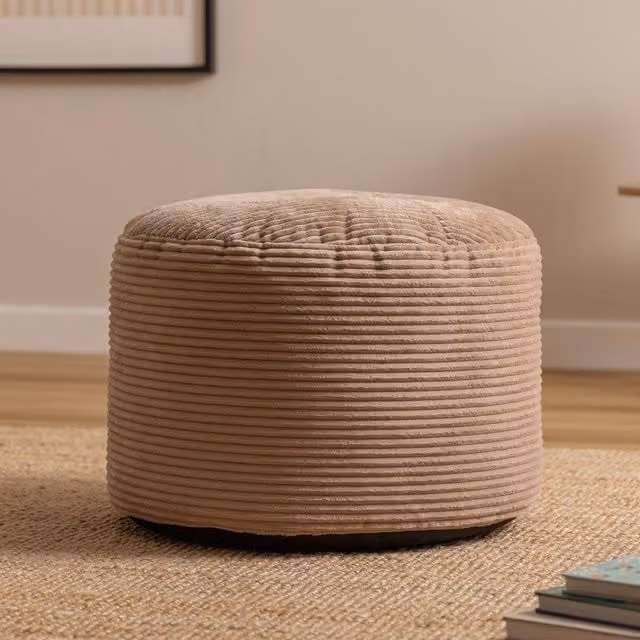 Icon Milano Jumbo Cord Round Footstool Bean Bag in Mocha Brown