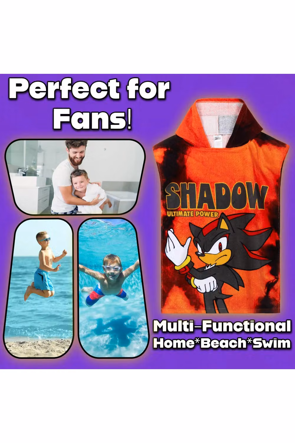 Get Trend Sonic the Hedgehog Hooded Cotton Bath Towel Poncho in Red – 8