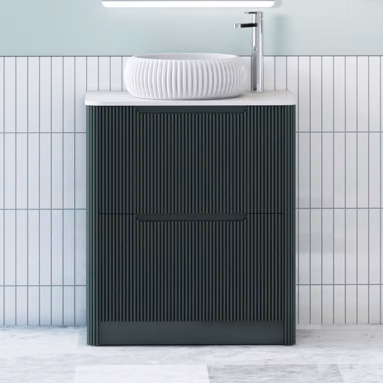 Royal Bathrooms Avenza Floor Standing Vanity Unit with Milan Basin, Moss Green and White, Depth: 60 cm