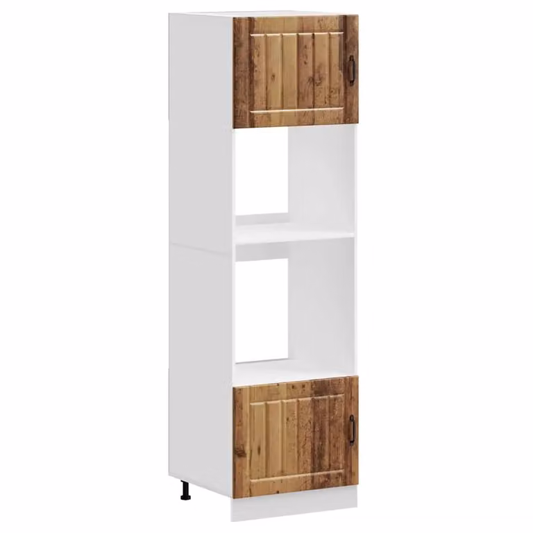 Berkfield Home Kalmar Appliance Housing Unit Set of 2 in Brown Old Wood Finish