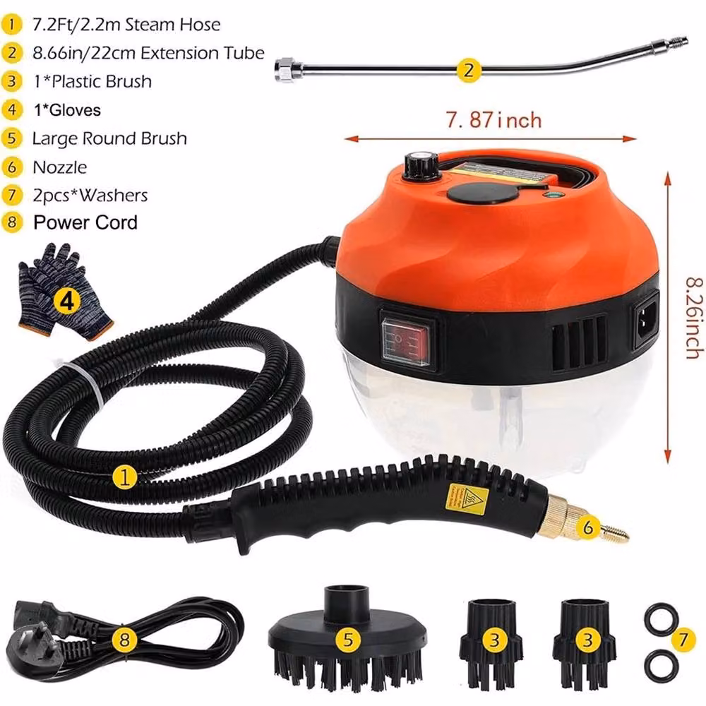 Ventryn Handheld Steam Cleaner in Orange with Extension Pole – 2