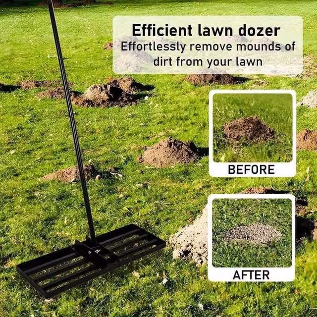 FLAVORA Black Lawn Leveling Rake Steel and Aluminium W/D/H: 76.2 x 25.4 x 10 cm
