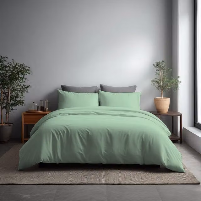 Home Sweet Home UK Microfibre Duvet Cover and Pillowcase Set in Blue or Green, Super King Size, Duvet: 200 x 200 cm, Pillowcases: 48 x 74 cm – 1