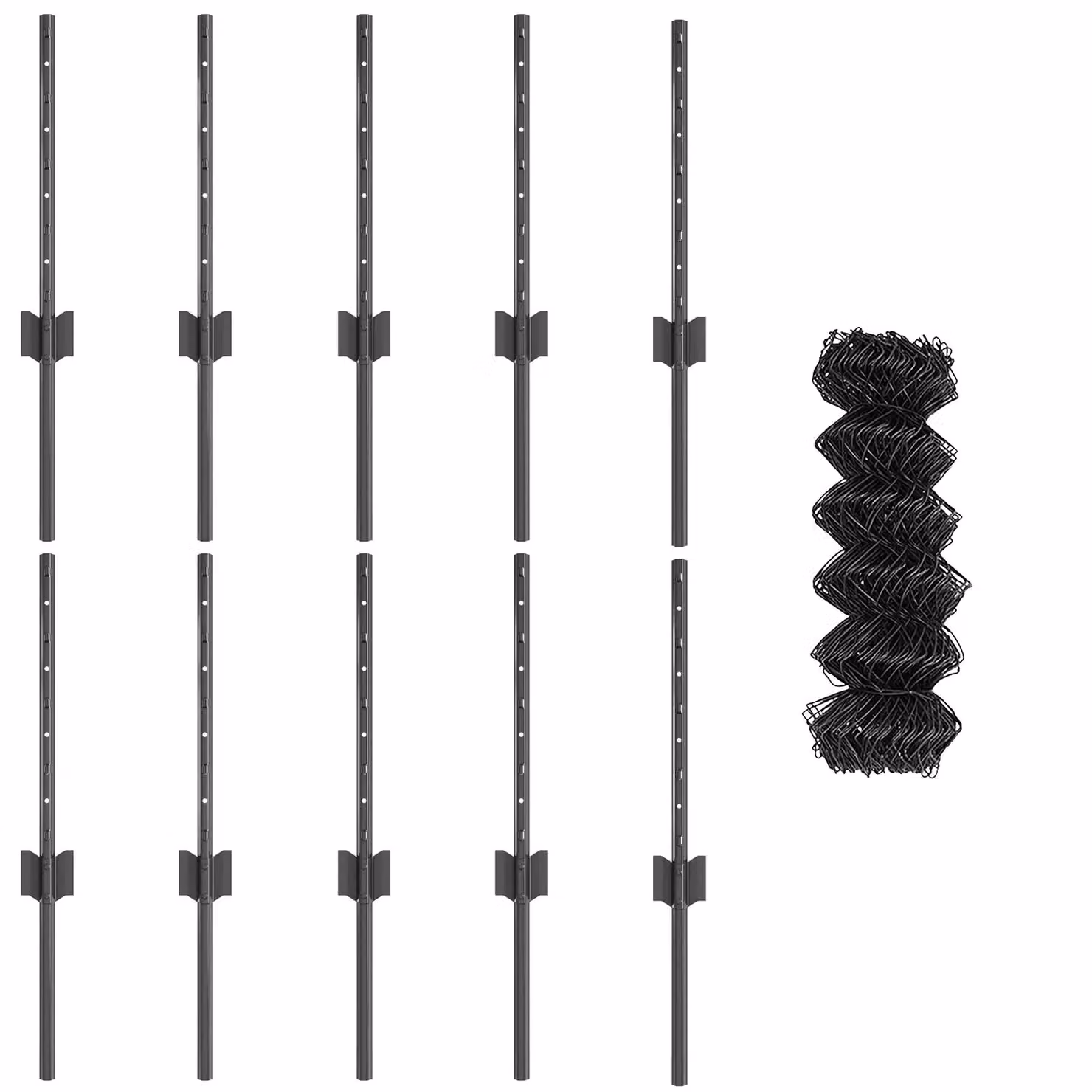 Berkfield Home Grey Galvanised Steel Chain Link Fence with 10 U-Profile Posts, W: 10 m, H: 0.4 m – 2