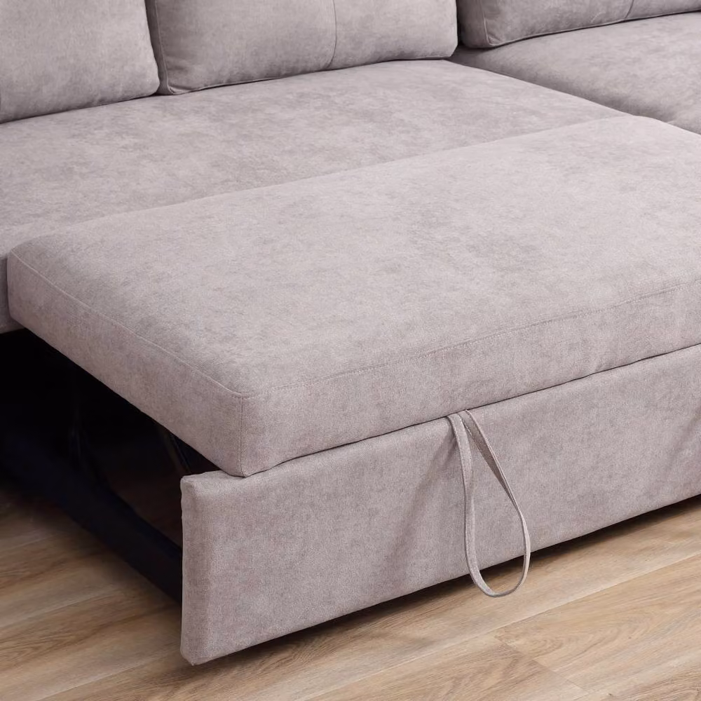 Wyld Haus Kaba 3 Seater L Shaped Sofa Bed in Light Grey with Reversible Chaise and Storage – 5