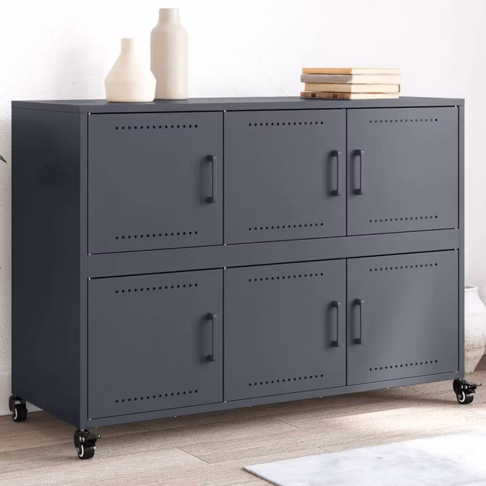 Berkfield Home Industrial Metal Sideboard in Anthracite Grey, W/D/H: 100.5 x 39 x 72 cm – 2