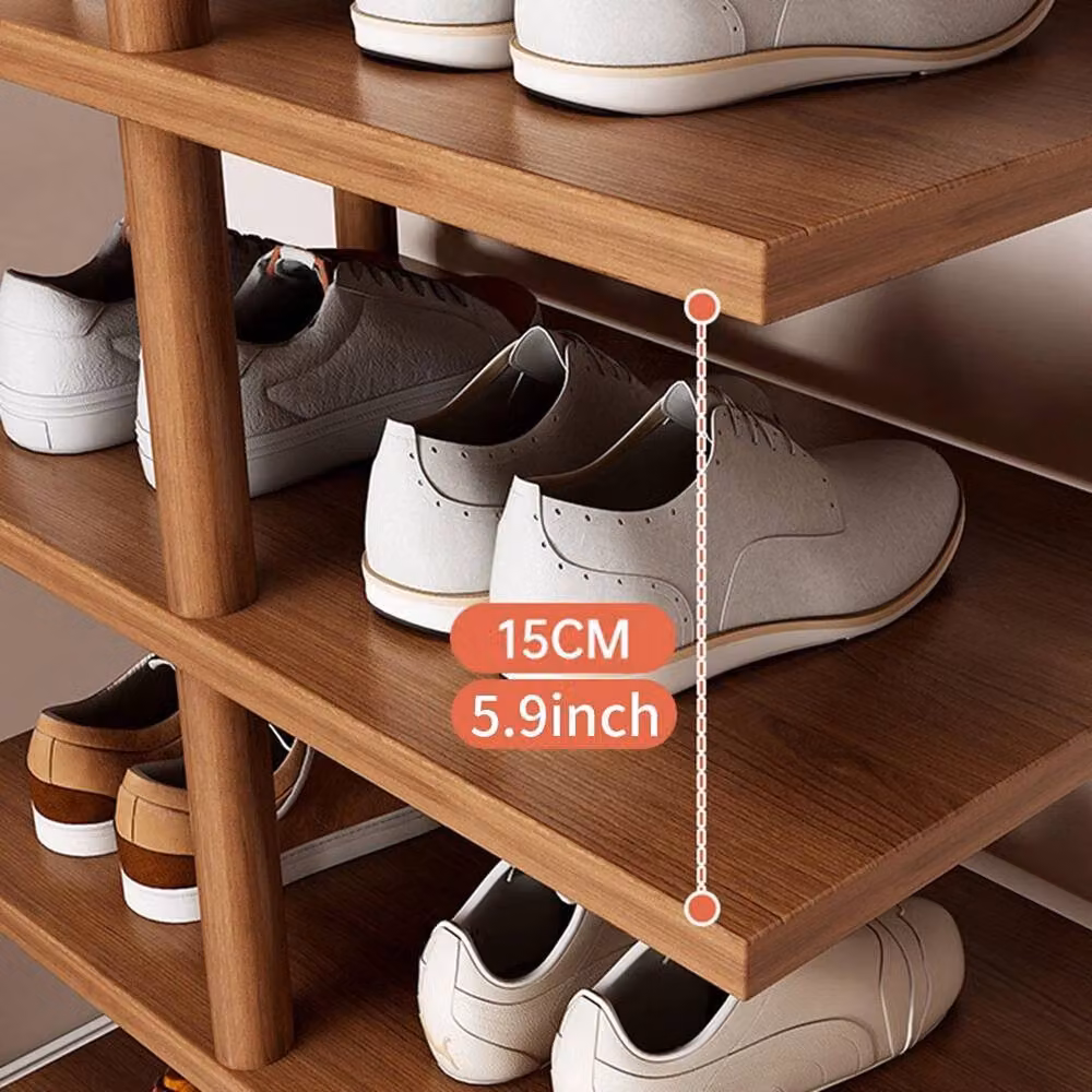 FLAVORA Vertical Shoe Rack Tall Shoe Tower Storage in Brown Walnut, W/D/H: 48 x 24 x 80 cm – 3