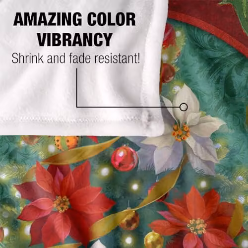 JQ Licensing Spirit of Christmas Poinsettias Super Soft Floral Fleece Throw Blanket, Multicolour, W/D/H: 91 x 147 cm – 4