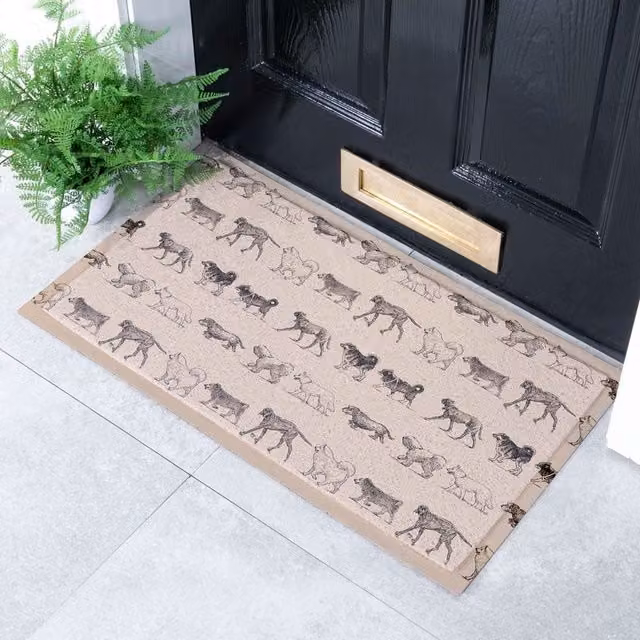 Artsy Mats Vintage Dogs Indoor and Outdoor Doormat, Beige, W: 70 cm, D: 40 cm
