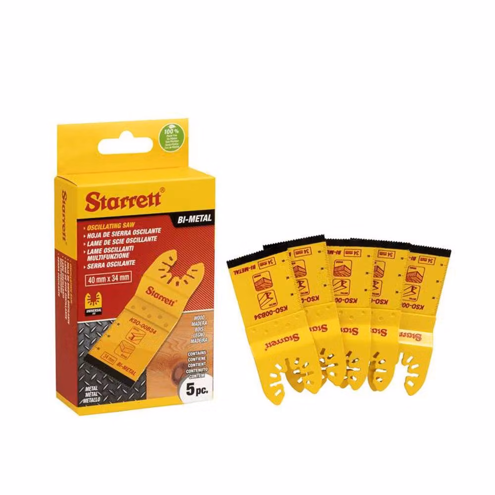 Starrett Bi-Metal Oscillating Plunge Blade for Wood, 18 TPI, Yellow, W: 40 mm, H: 34 mm – 2