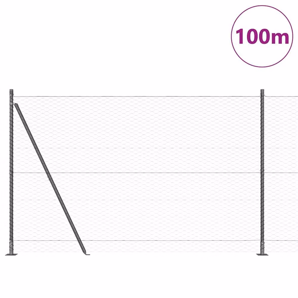 Berkfield Home Grey Steel Hexagon Fence, W: 100 cm, H: 1.5 m – 2