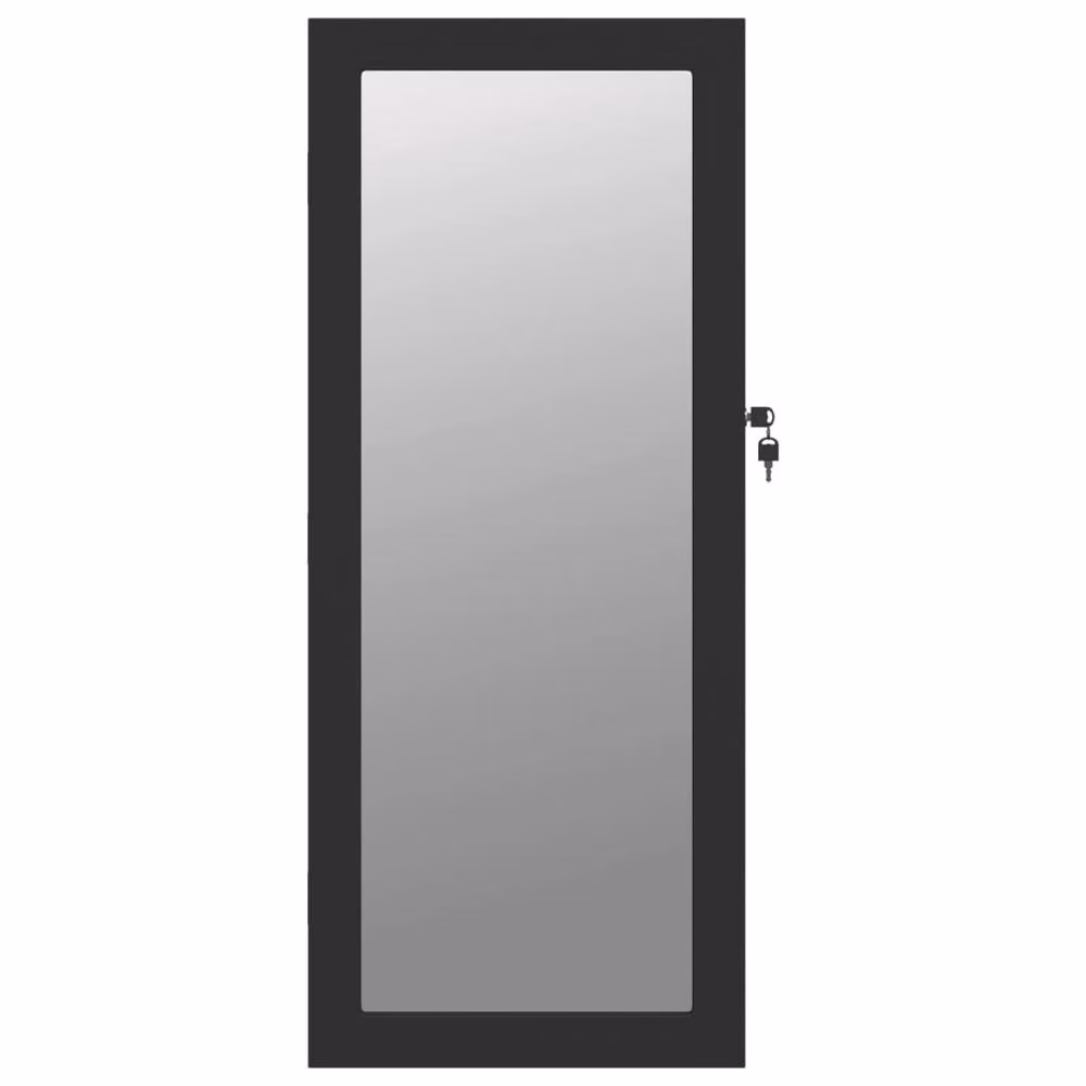 Berkfield Home Modern Wall Mounted Mirror Jewellery Cabinet with LED Lights in Matt Black – 3