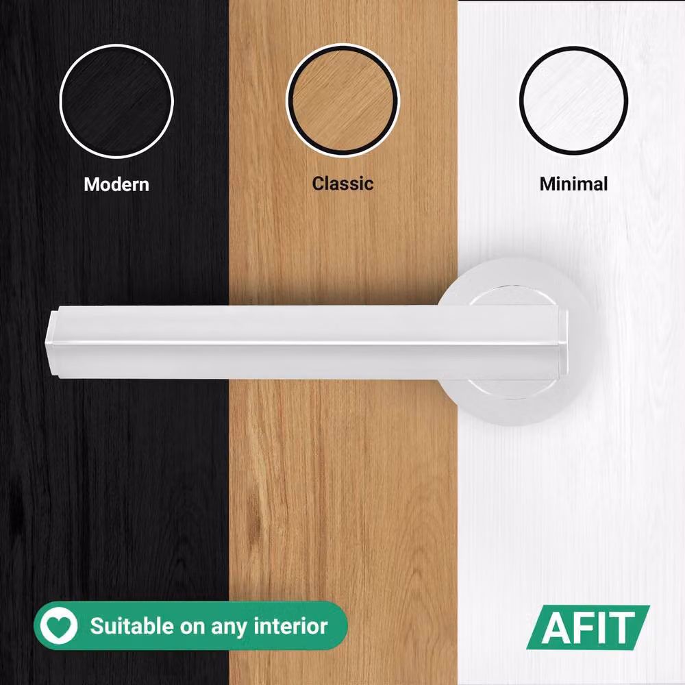 AFIT Polished Chrome Fire Door Handle Latch Set with Hinge in Silver – 5