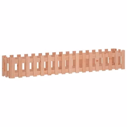 vidaXL Brown Wooden Garden Raised Bed with Fence Design, W: 200 cm, D: 30 cm, H: 30 cm – 1