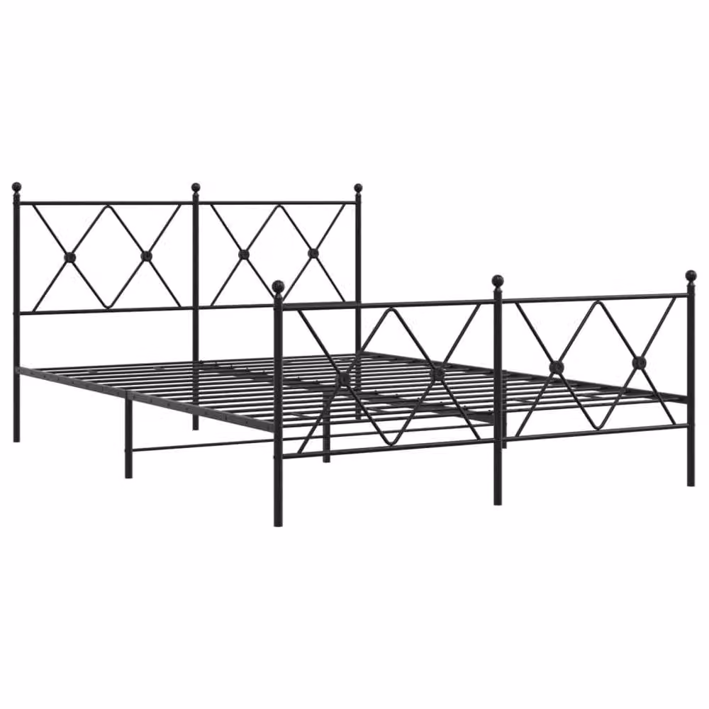 Berkfield Home Metal Bed Frame with Footboard, Black, W: 137 cm, L: 190 cm – 3