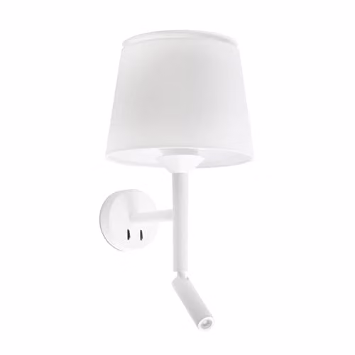 Faro Barcelona Netlighting White Reading Wall Light with Fabric Shade and E27 Socket – 1