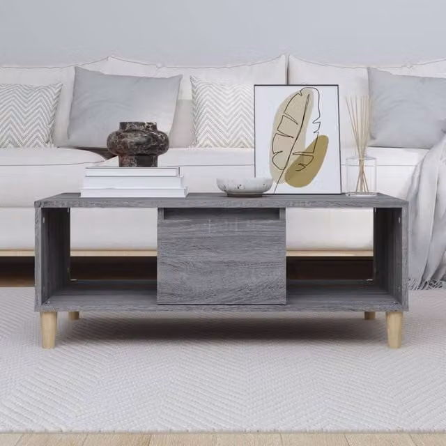 Berkfield Home Decorative Coffee Table in Grey Sonoma, W/D/H: 90 x 50 x 36.5 cm – 1