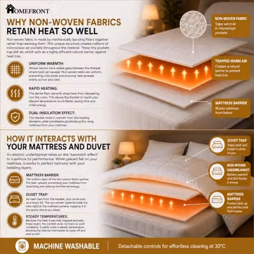 Homefront Electric Heated Mattress Cover Single, White, W/D/H: 200 x 107 x 40 cm – 3