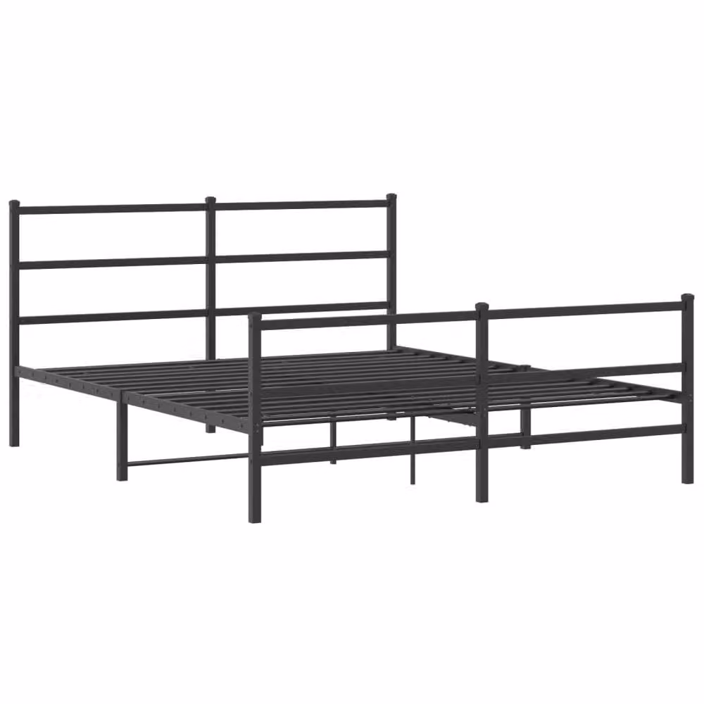 Berkfield Home Metal Bed Frame with Headboard and Footboard in Black, 160 x 200 cm – 2