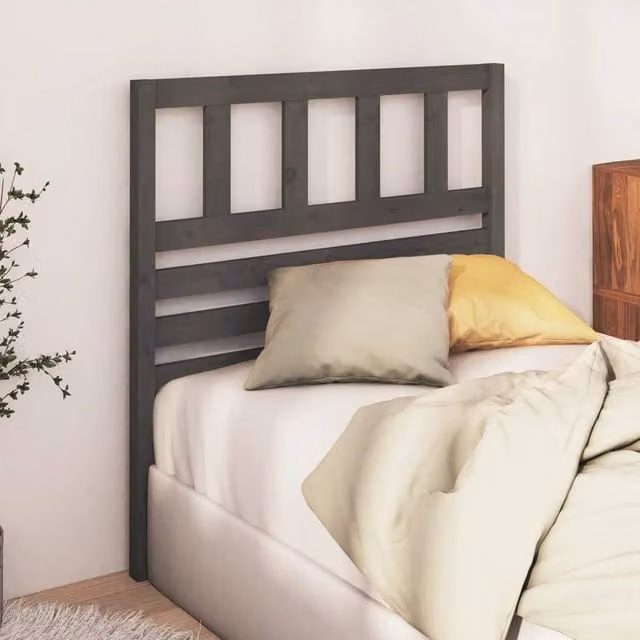 Berkfield Home Beautiful Grey Solid Wood Pine Bed Headboard W/D/H: 81 x 4 x 100 cm