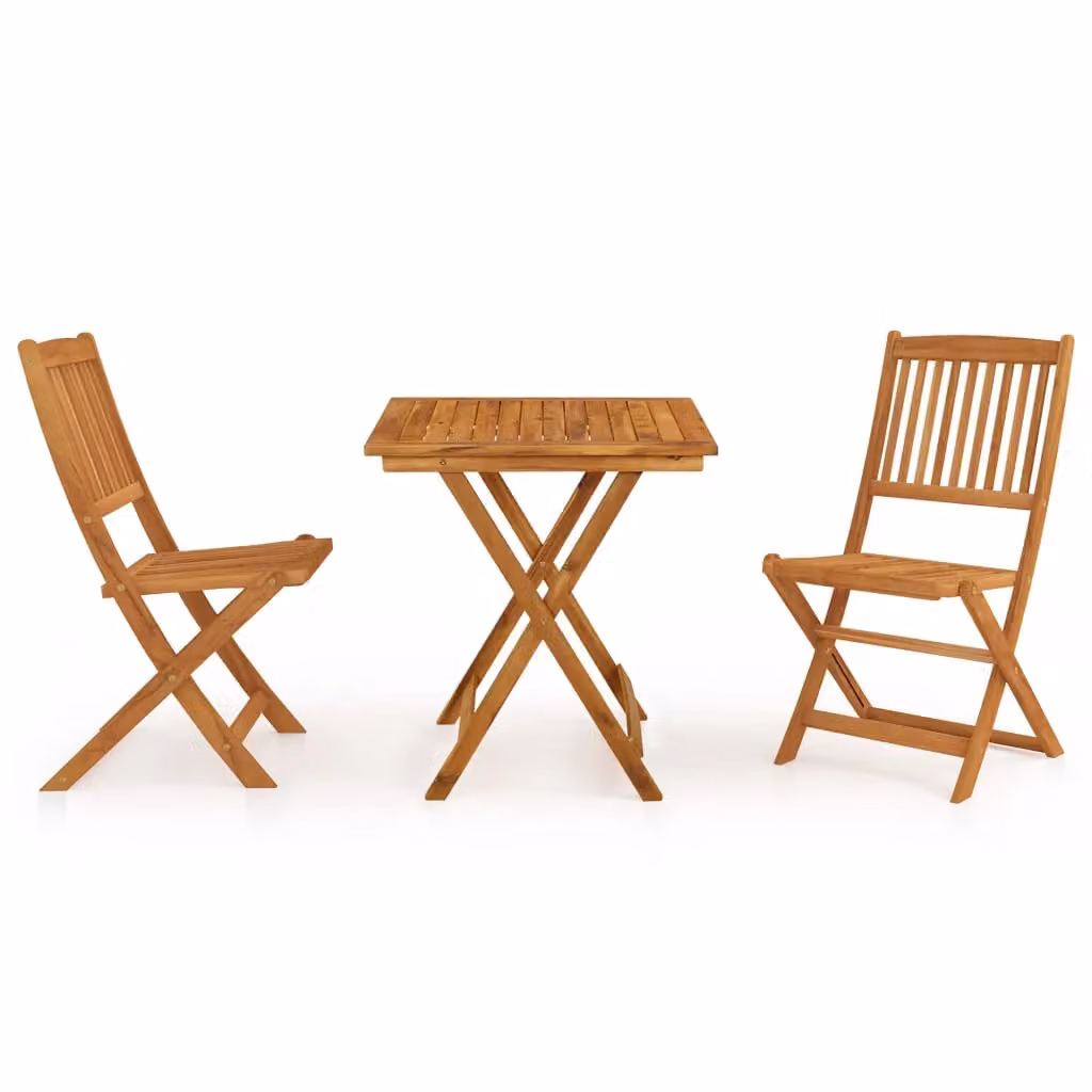 Berkfield Home 3 Piece Folding Garden Dining Set in Brown Solid Acacia Wood – 2