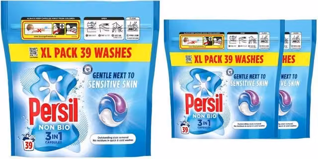 Persil Non Bio 3 in 1 Washing Capsules, 39 Washes, Multicolour