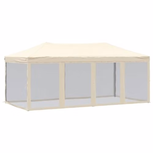 vidaXL Folding Party Tent with Sidewalls in Beige, W: 6 m, D: 3 m, H: 2.44 m