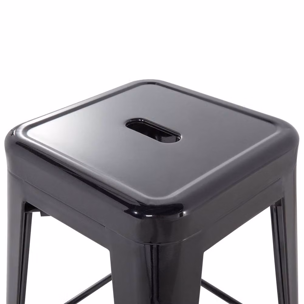 Wyld and Coco Urban Loft Industrial Stackable Bar Stools Set of 2 in Black Matt Metal, Height: 60 cm – 4
