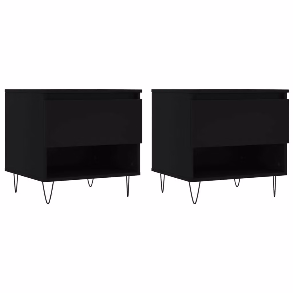 Berkfield Home Set of 2 Modern Black Coffee Tables in Engineered Wood, W/D/H: 50 x 46 x 50 cm – 2
