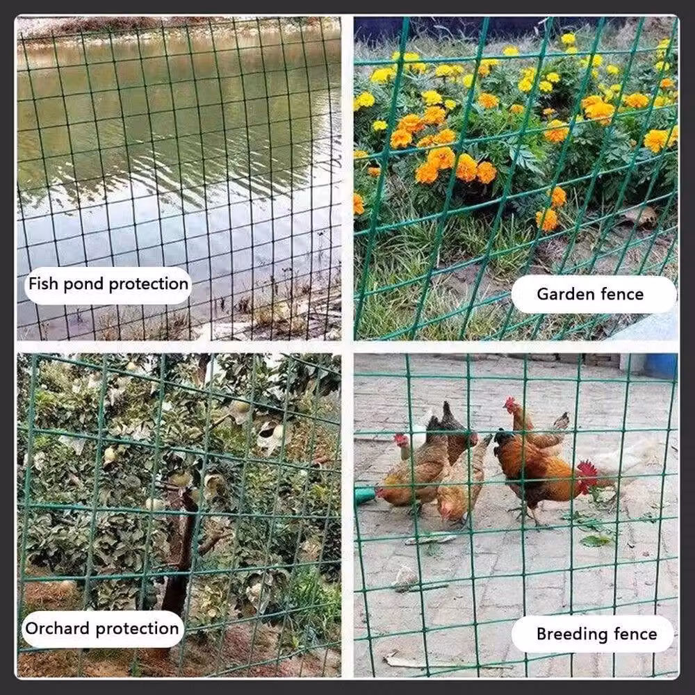 NESTLUNE Green Coated Wire Mesh Garden Fencing, H: 100 cm, W: 15 cm – 2