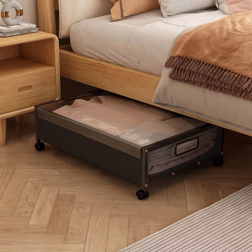 VOGREX Black Wheeled Underbed Storage Box with Lid – 5