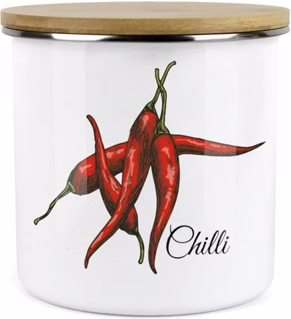 Purely Home White Enamel and Ceramic Kitchen Food Storage Canister