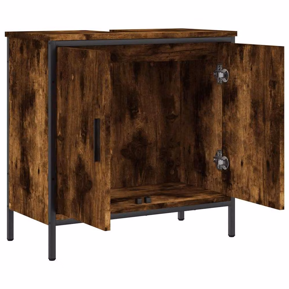 Berkfield Home Smoked Oak Bathroom Sink Cabinet, Brown, W/D/H: 60 x 30 x 60 cm – 4