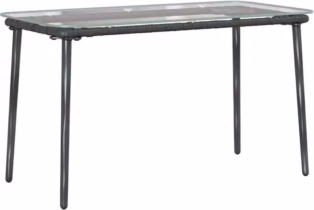 Berkfield Home Rectangular Garden Table in Black Poly Rattan and Glass, W/D/H: 80 x 40 x 45 cm – 1