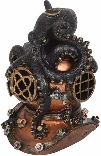 Something Different Kraken & Diver Helmet Backflow Incense Burner in Black and Multicolour