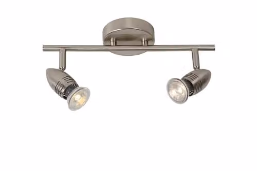 Lucide Caro-LED Adjustable Ceiling Spotlight in Satin Chrome with Warm White LED GU10 Bulbs