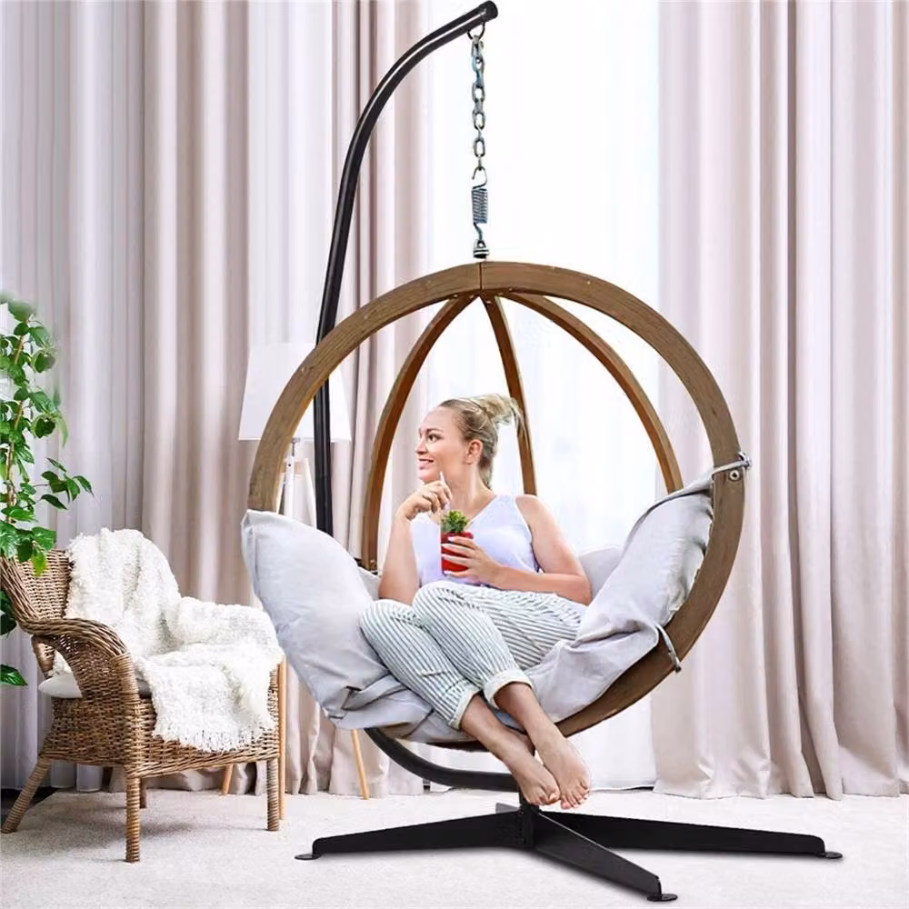 Nordara Premium Large Hanging Egg Chair Hammock Stand in Black with 136 kg Support Hook – 2