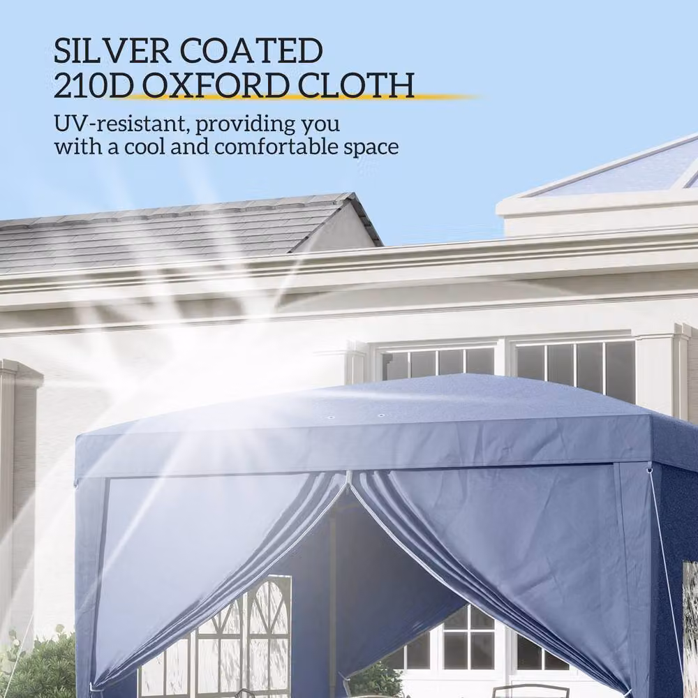 Outsunny Blue Pop-Up Gazebo with Windows and Steel Frame, W/D/H: 300 x 300 x 196 cm – 5