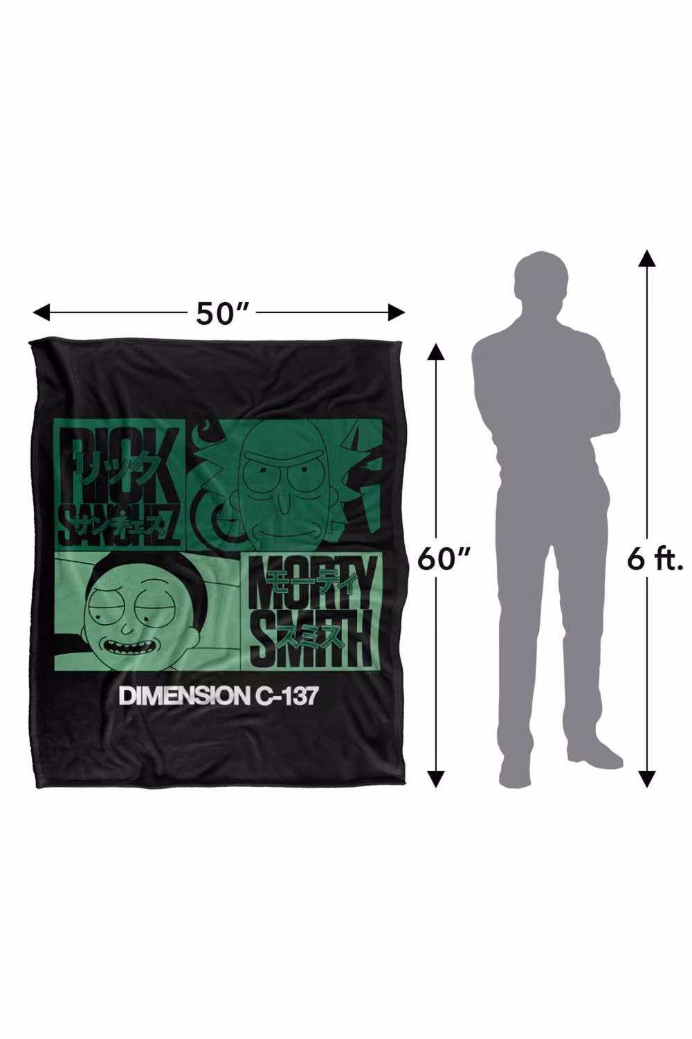 LOGOVISION Rick and Morty C137 Manga Super Soft Fleece Throw Blanket, Multicolour, W: 152.0 cm x D: 127.0 cm – 8