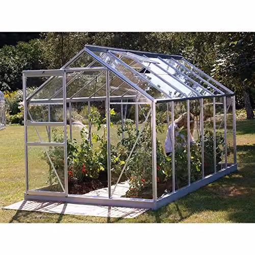 Vitavia Venus 6 x 12ft Toughened Glass Greenhouse with Silver Steel Base