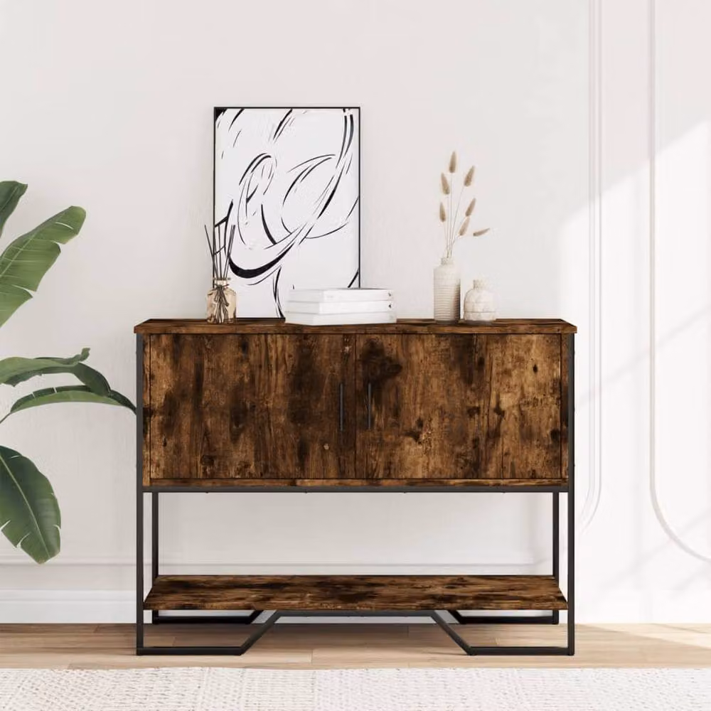 Berkfield Home Classic Console Table in Smoked Oak Brown, W/D/H: 100 x 35 x 74.5 cm – 3