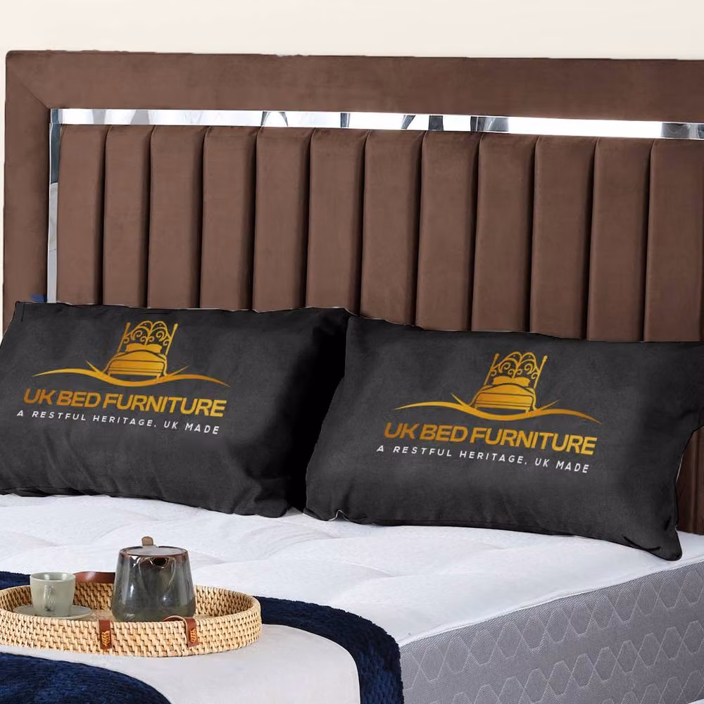 UK Bed Furniture Brown Upholstered Gas Lift Storage Bed with 48-inch Headboard, Size: Double (140 x 200 cm) – 2