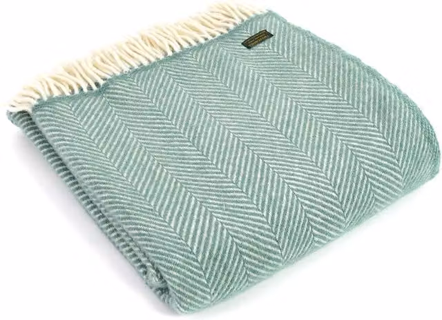 Tweedmill Fishbone Wool Throw in Green