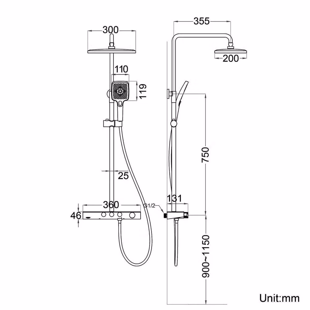 PAWNORA Thermostatic Single Lever Brass Bathroom Shower Mixer in Grey – 2