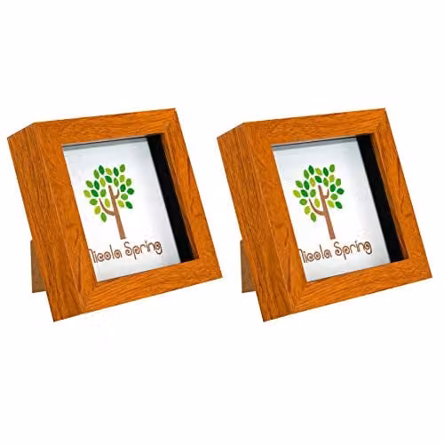 Nicola Spring 3D Shadow Box Photo Frames, Pack of 2, Brown, W/D/H: 10 x 10 x 3.5 cm