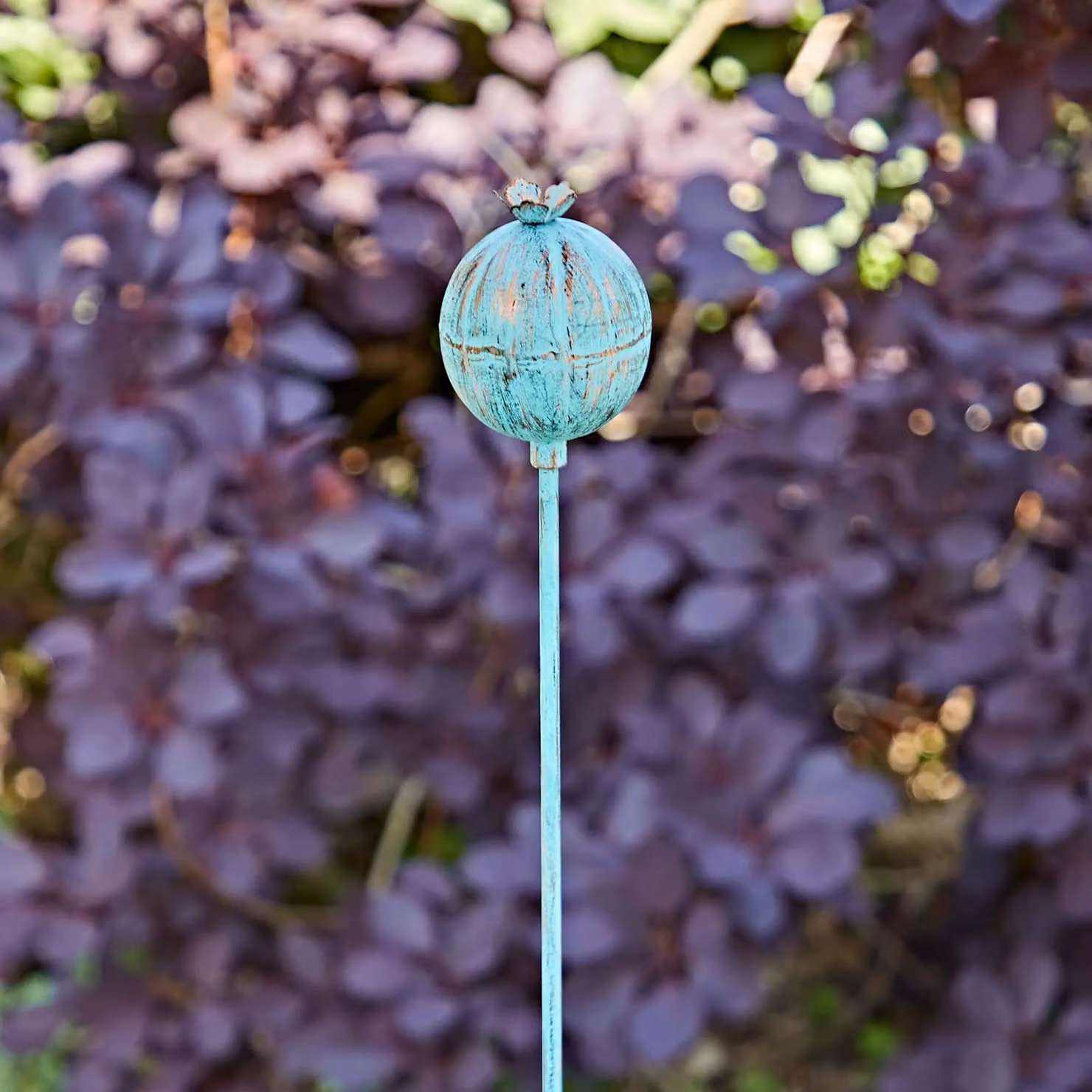 Paper High Metal Poppy Seed Head Garden Stake Decoration in Black – 3