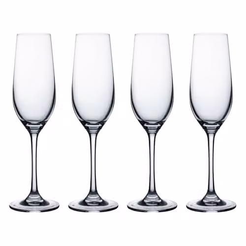Rayware Ravenhead Kings Set of 4 Transparent Champagne Flute Glasses, 200ml